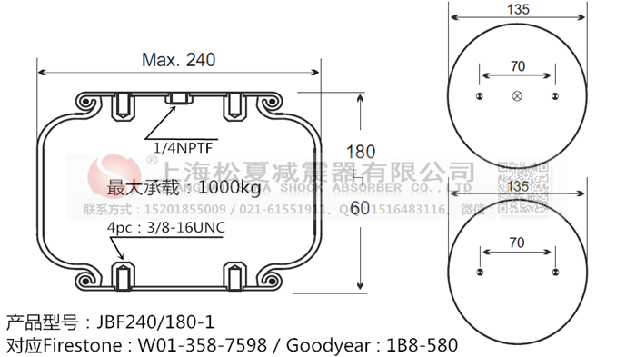 JBF240-180-1橡膠<a href='http://www.hzfyx.com/' target='_blank'><u>空氣彈簧</u></a>