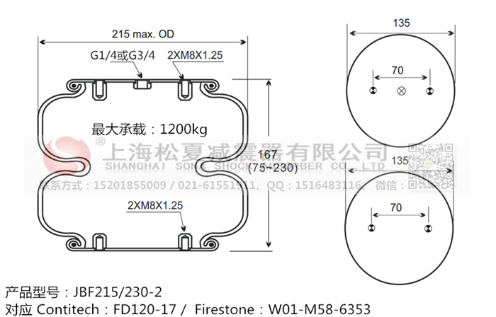JBF215/230-2橡膠<a href='http://www.hzfyx.com/' target='_blank'><u>空氣彈簧</u></a>