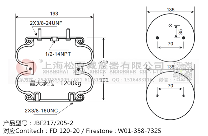 JBF217/205-2橡膠<a href='http://www.hzfyx.com/' target='_blank'><u>空氣彈簧</u></a>