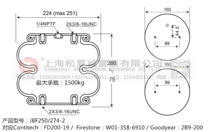 JBF250/274-2橡膠<a href='http://www.hzfyx.com/' target='_blank'><u>空氣彈簧</u></a>