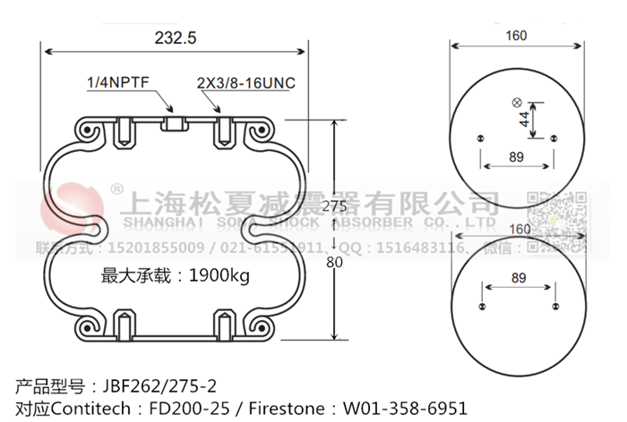 JBF262/275-2橡膠<a href='http://www.hzfyx.com/' target='_blank'><u>空氣彈簧</u></a>
