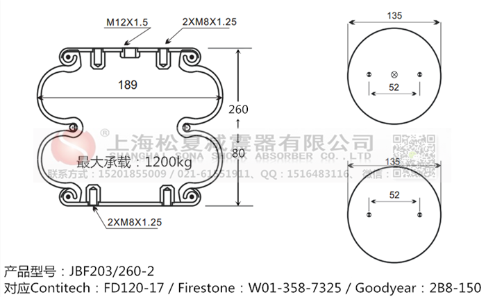 JBF203/260-2橡膠<a href='http://www.hzfyx.com/' target='_blank'><u>空氣彈簧</u></a>