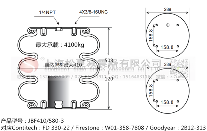 JBF410/580-3橡膠<a href='http://www.hzfyx.com/' target='_blank'><u>空氣彈簧</u></a>
